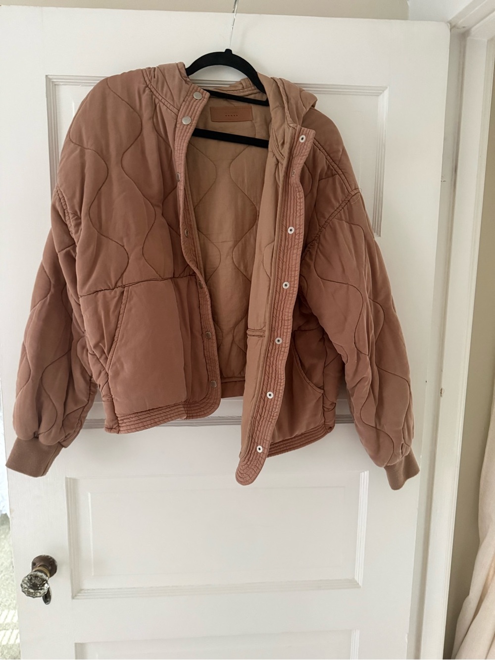 Blank NYC Quilted Bomber Jacket in Dusty Rose